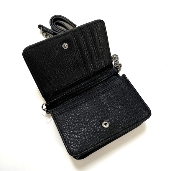 ED HARDY Tattoo Print Mini Crossbody Wallet Bag Skull Heart Anchor Art NWT Black - Picture 5 of 6